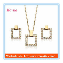 18k gold plated jewelry sets dubai custom jewelry set square shape cz diamond sets